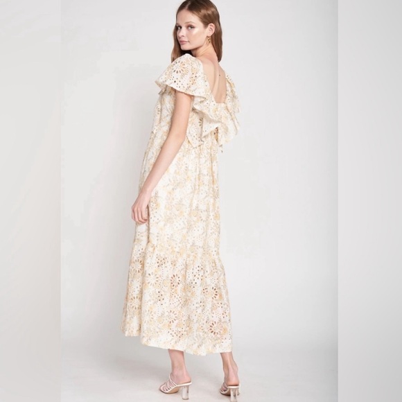 En Saison Floral Eyelet Flutter Sleeve Dress XS - Picture 3 of 8